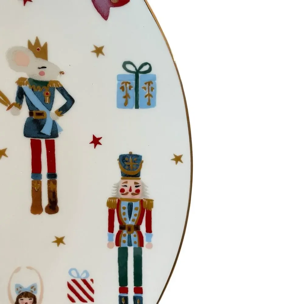 Set of 2 Grace Teaware Nutcracker Ballet Dinner Plates 10.5in Christmas New